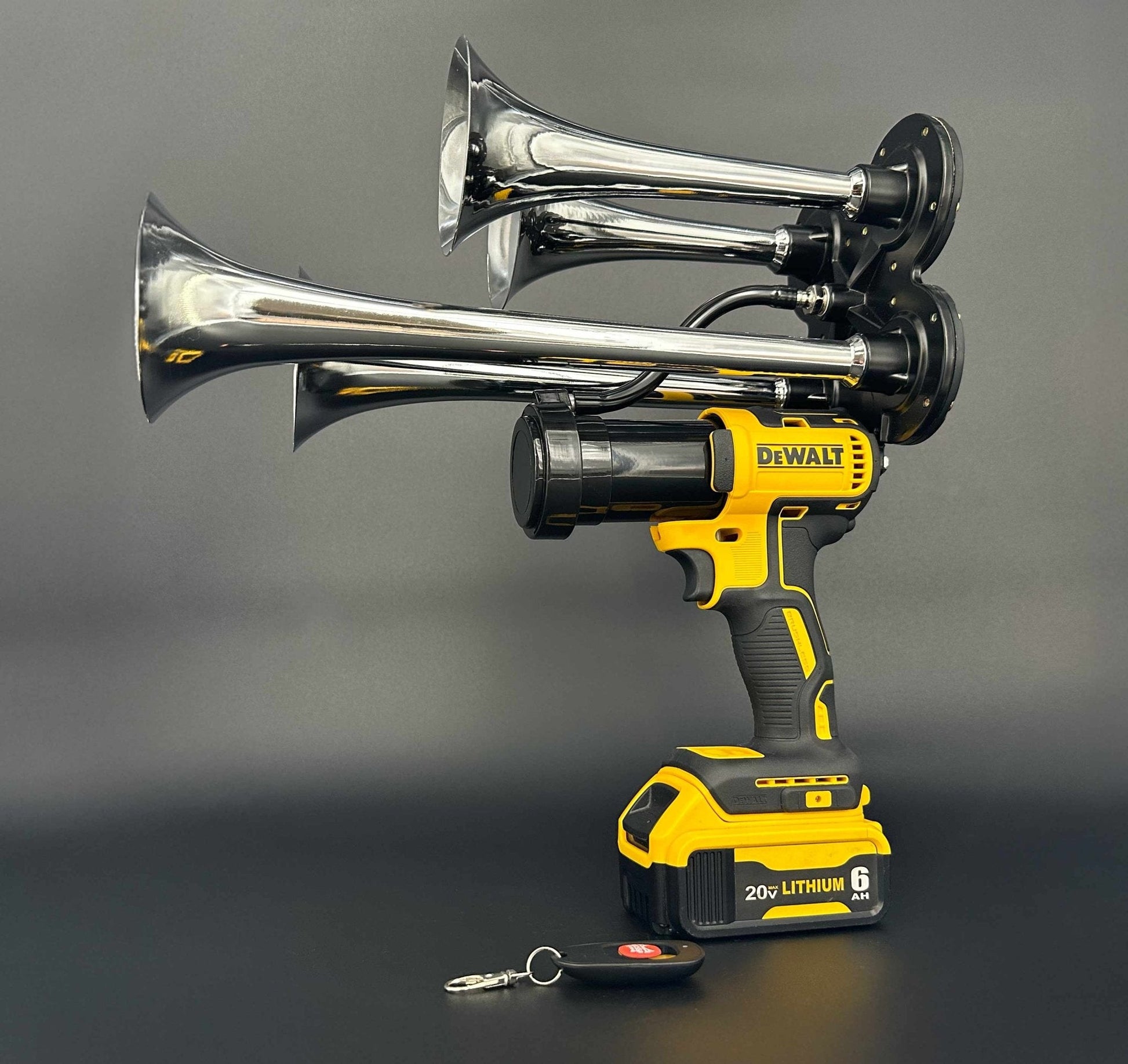 DeWalt Train Horn with chrome trumpets and remote control 