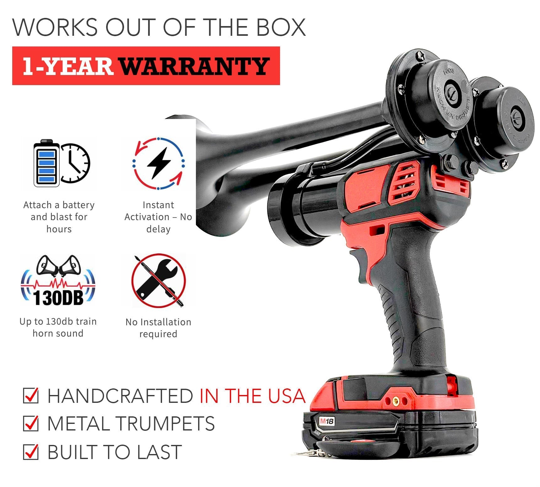 Dual Train Horn for Milwaukee® 18v Battery - BossHorn