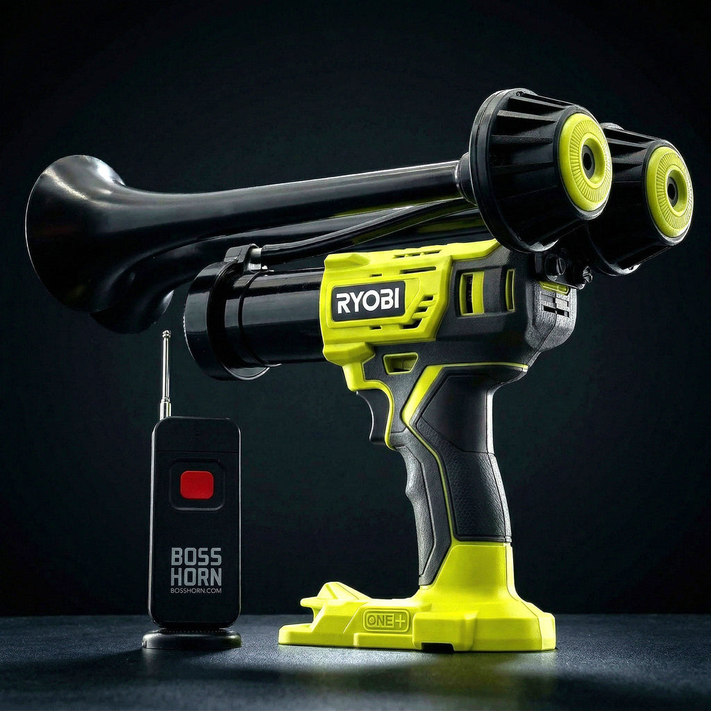 Dual Train Horn for Ryobi® 18v Battery (New 2026 Model) - BossHorn  dark