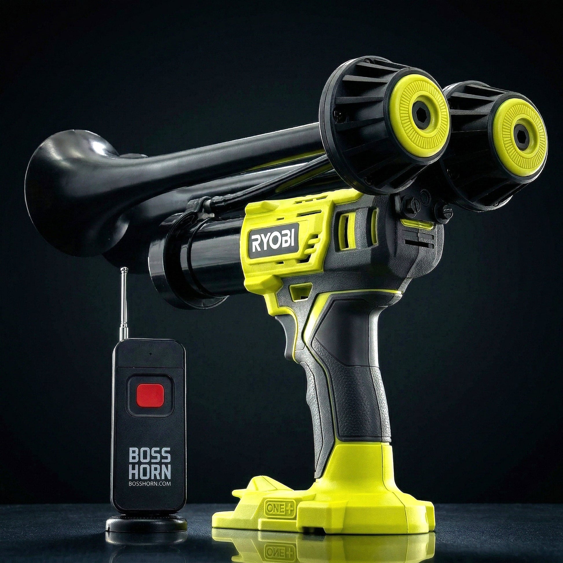 Dual Train Horn for Ryobi® 18v Battery (New 2026 Model) - BossHorn  dark