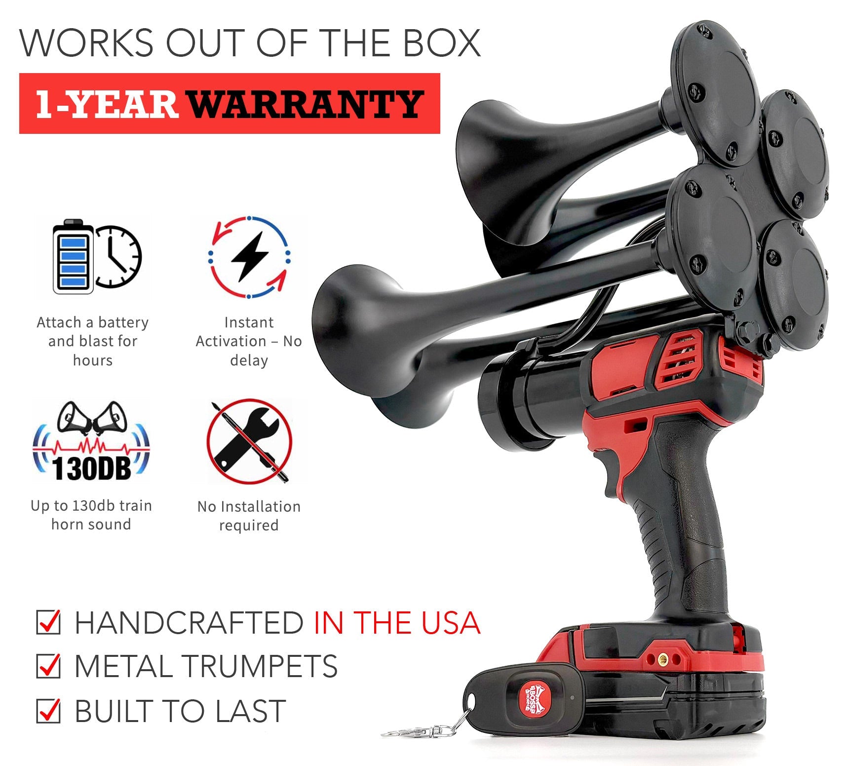 Quad Train Horn for Milwaukee® 18v Battery - BossHorn